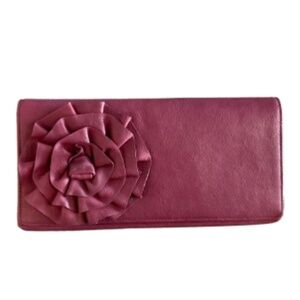 Tarnish Wallet Mauve Leather  Rosette Large